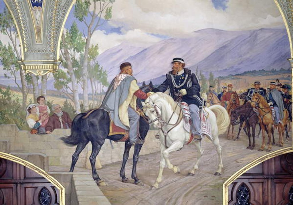 Detail of The Meeting Between Giuseppe Garibaldi and King Vittorio Emanuele II on the 26th of October 1860 at Teano, Italy by Pietro Aldi