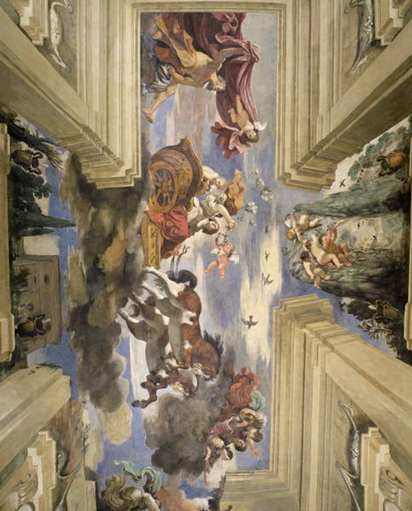 Detail of The 'Sala di Aurora' detail of the ceiling depicting Dawn's chariot, 1621 by Guercino