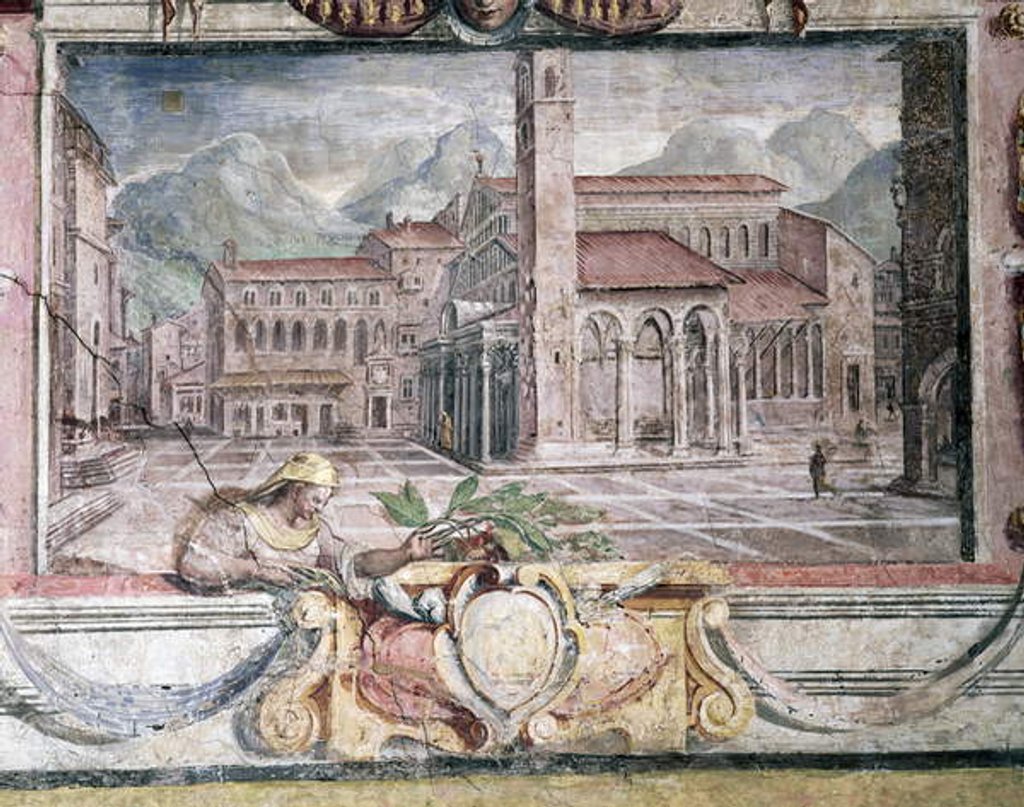 Detail of Bedroom, detail of frieze depicting towns under Medici rule, Pistoia, 1564-75 by Nanni di B. Bigio & Bartolomeo Ammannati (1511-92)