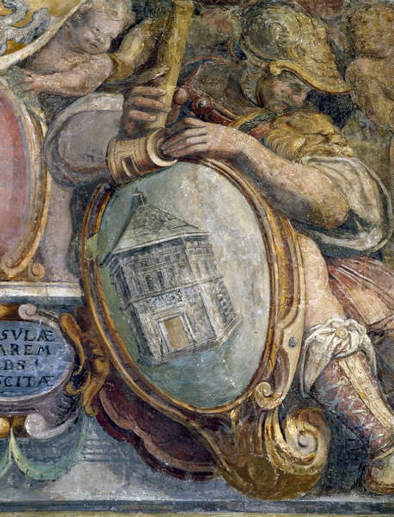 Detail of Bedroom, detail of frieze depicting towns and buildings under Medici control, the Baptistery of S. Giovanni, Florence, 1564-75 by Nanni di B. Bigio & Bartolomeo Ammannati (1511-92)