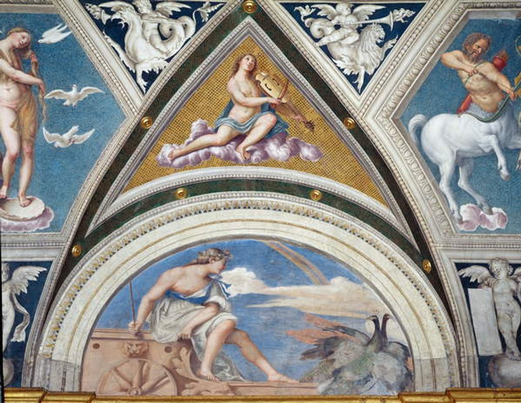 Detail of The 'Loggia della Galatea' detail of vault decoration depicting Juno on her chariot and a violinist, 1506 by Sebastiano del Piombo