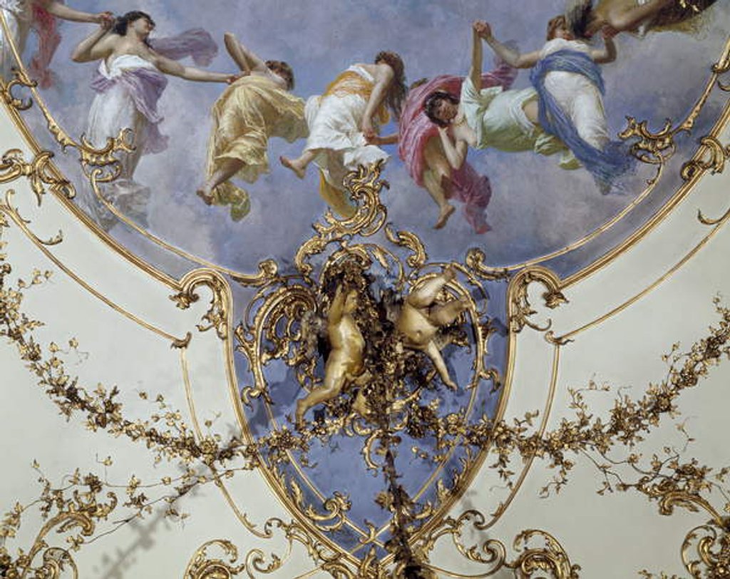 Detail of The 'Sala di Rappresentanza' detail of fresco depicting dancing nymphs by Italian School