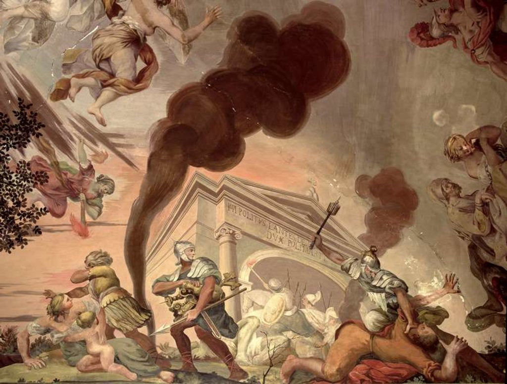 Detail of The Triumph of Peace Over War, detail of soldiers looting a temple by Anton Agelo Bonifazi