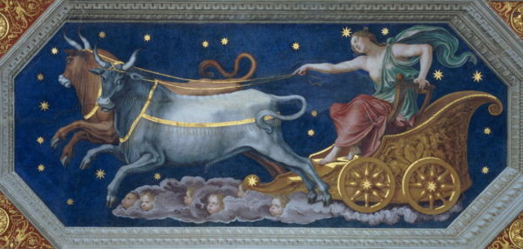 Detail of The Nymph Callisto on Jupiter's Chariot, ceiling decoration from the 'Sala di Galatea', 1511-12 by Baldassarre Peruzzi