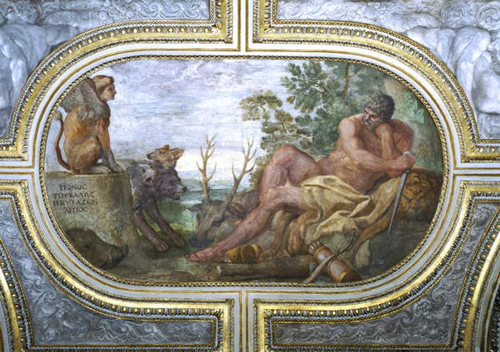 Detail of Hercules and the Sphinx with Cerberus by Annibale Carracci