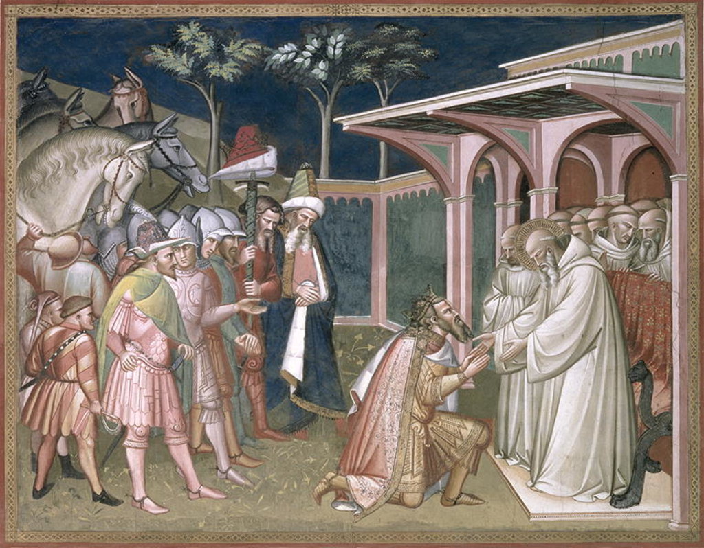 Detail of The Saint Prophesizes to Totila King of the Goths, detail from the Life of Saint Benedict, in the Sacristy, 1387 by Aretino Luca Spinello or Spinelli