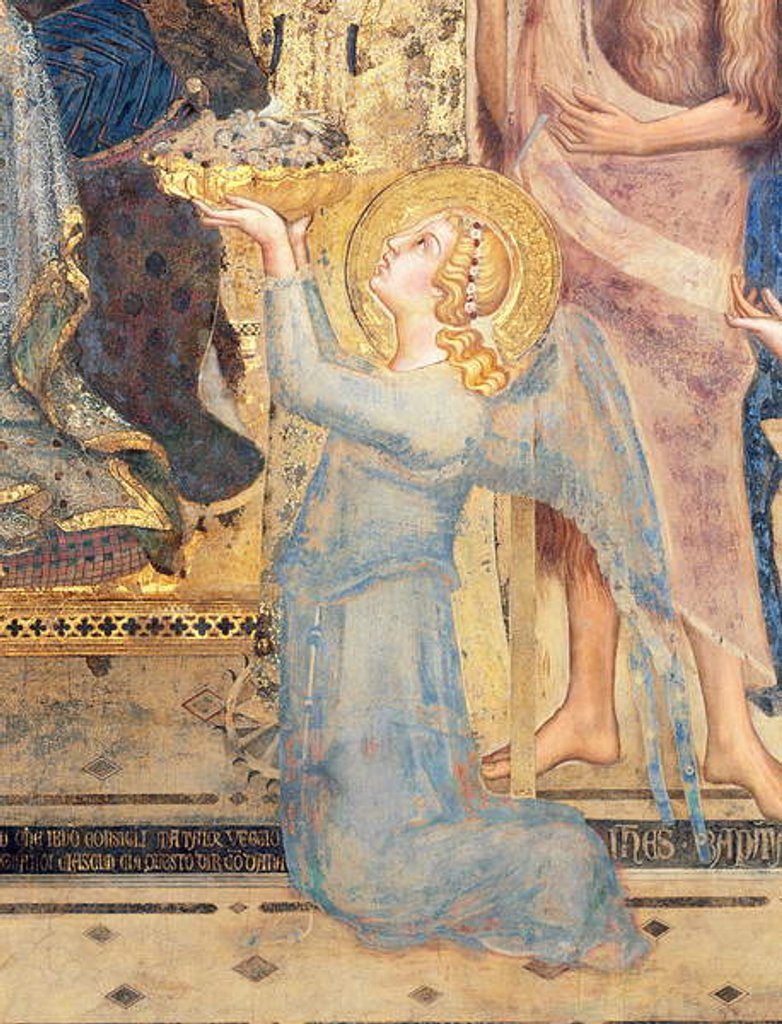 Detail of Maesta: Angel Offering Flowers to the Virgin, 1315 by Simone Martini