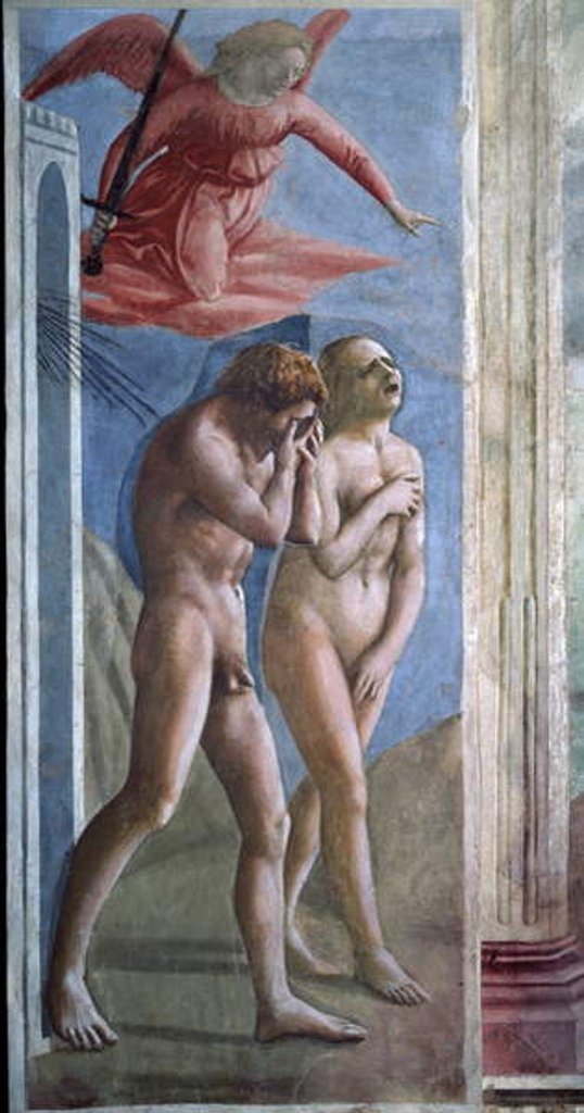 Detail of Adam and Eve hunt out of Heaven. by Tommaso Masaccio