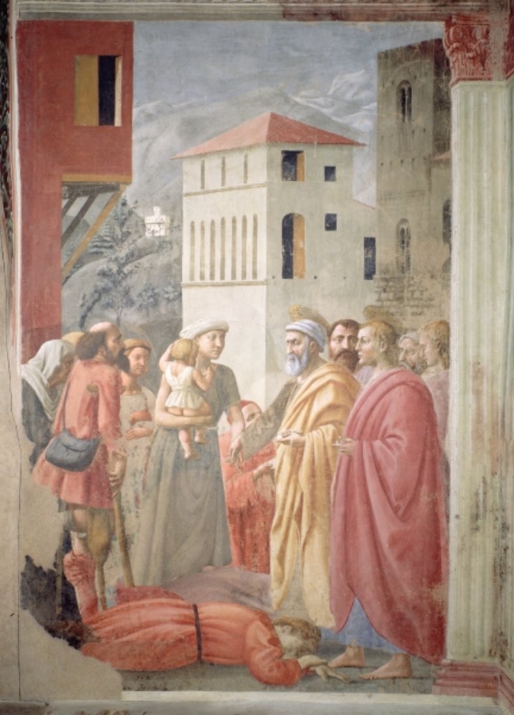 Detail of St. Peter Distributing the Common Goods of the Church and the Death of Ananias, c.1427 by Tommaso Masaccio