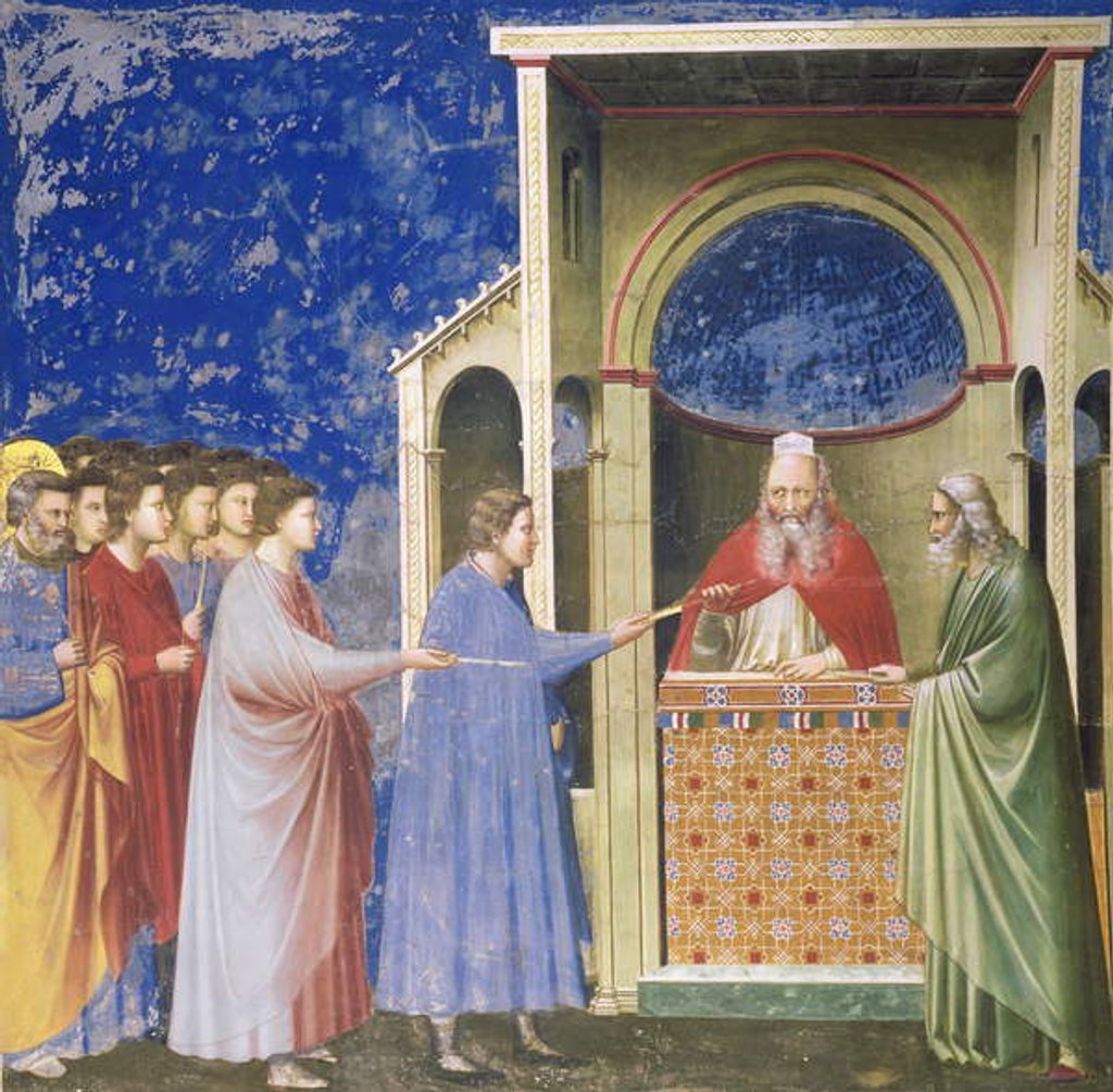 Detail of The Virgin's Suitors Presenting their Rods at the Temple, c.1305 by Giotto (c.1266-1337)