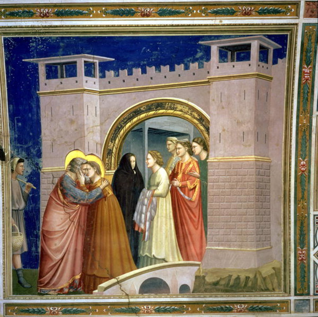 Detail of The Meeting at the Golden Gate, c.1305 Gate in Jerusalem, c.1305 by Giotto