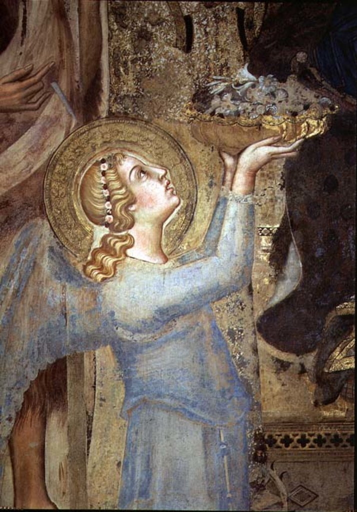 Detail of Maesta: Angel Offering Flowers to the Virgin, 1315 by Simone Martini