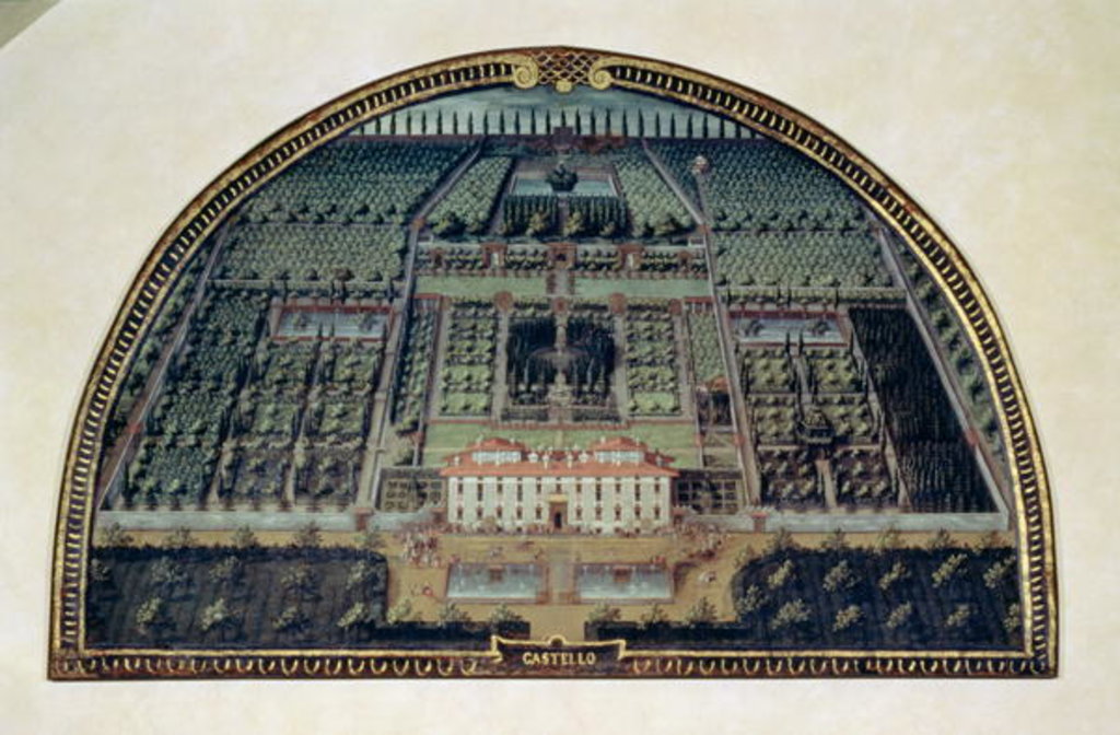 Detail of Villa di Castello from a series of lunettes depicting views of the Medici villas, 1599 by Giusto Utens
