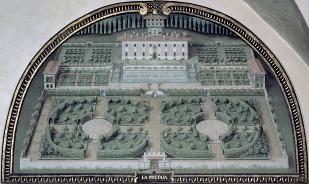 Detail of Villa della Pretaia from a series of lunettes depicting views of the Medici villas, 1599 by Giusto Utens