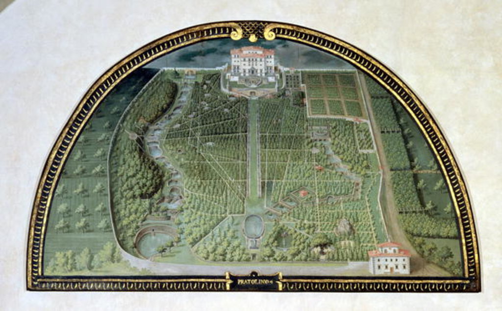 Detail of Villa Pratolino from a series of lunettes depicting views of the Medici villas, 1599 by Giusto Utens