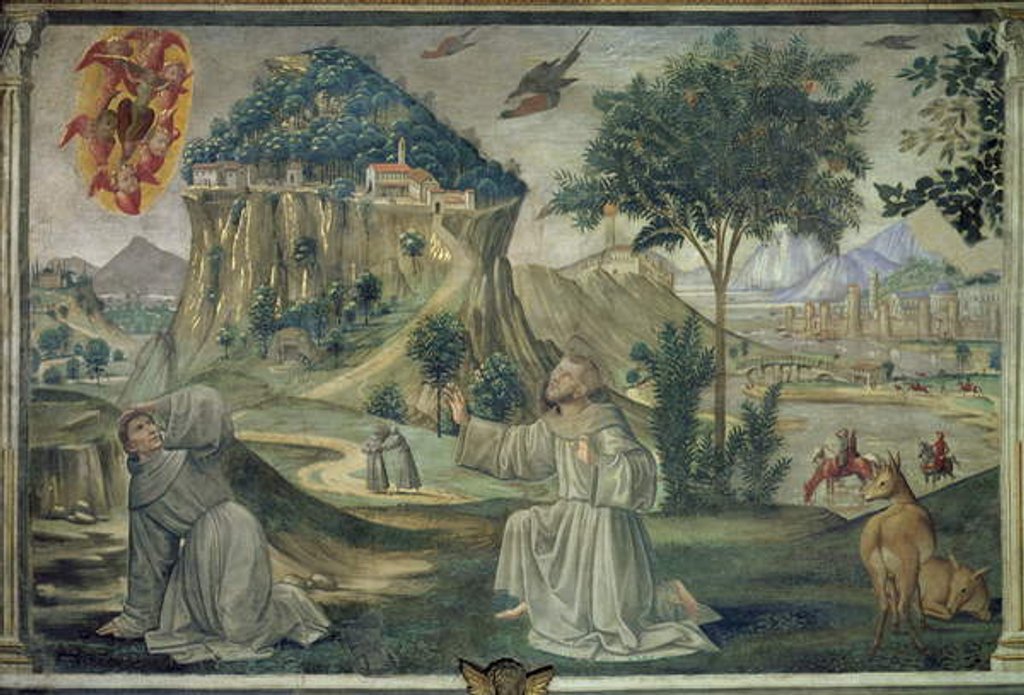 Detail of St. Francis receiving the stigmata by Domenico Ghirlandaio