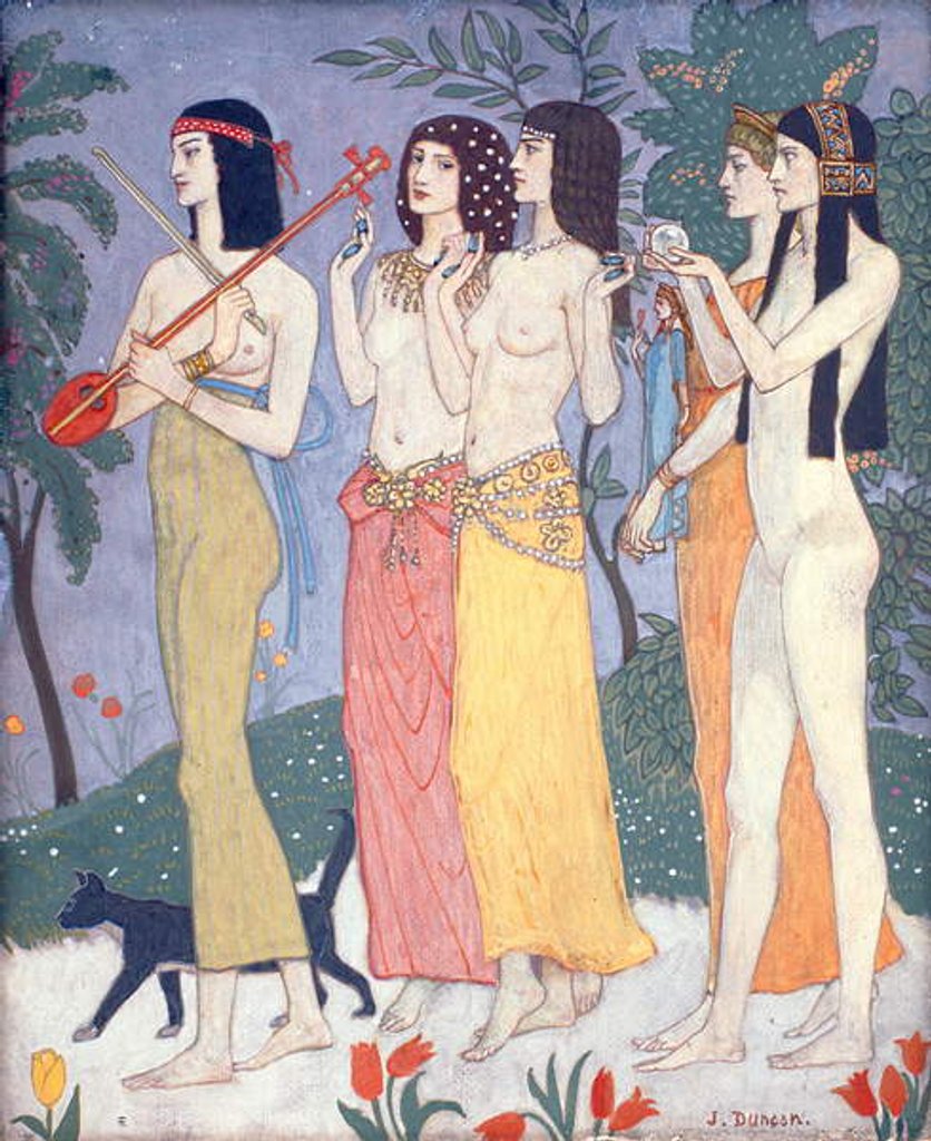 Detail of The Attendants of the Queen of Sheba by John Duncan