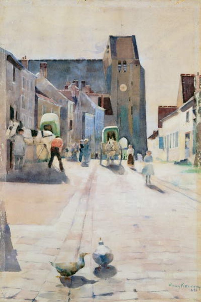 Detail of The Main Street, Grez-sur-Loing, 1884 by William Kennedy