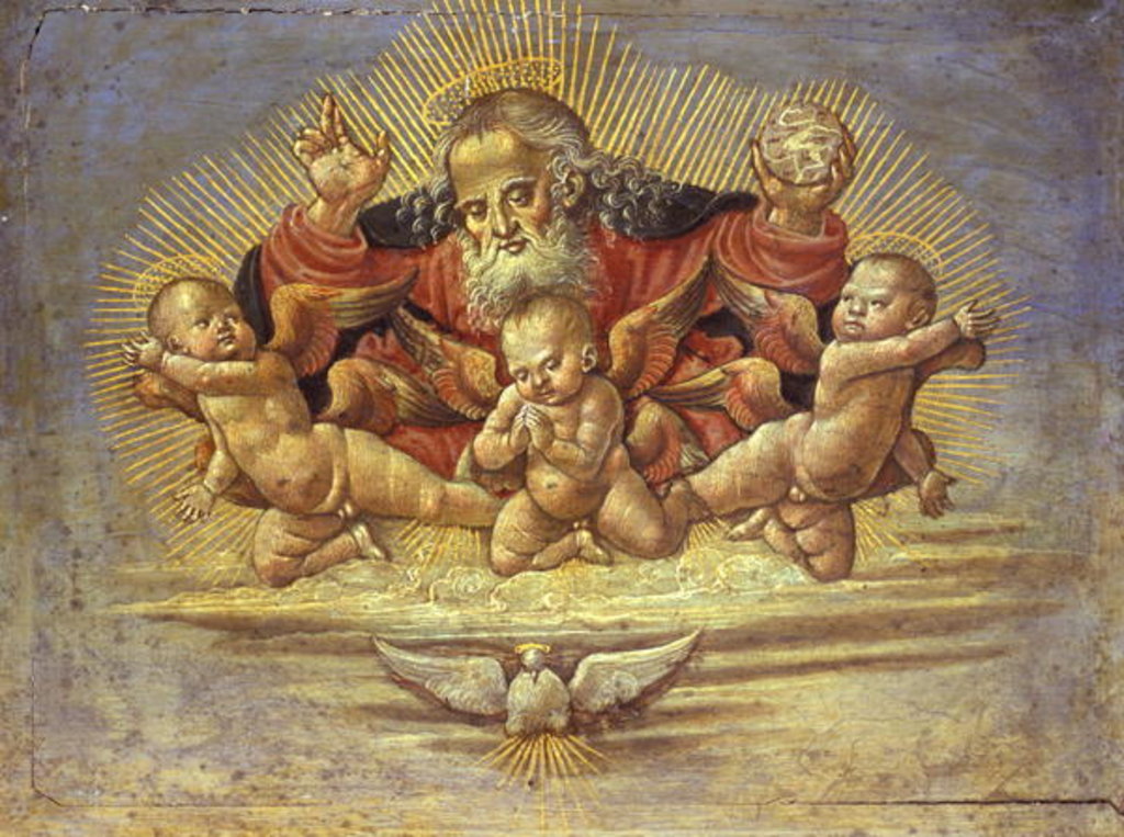 Detail of Part of an Altar Piece depicting God the Father with Three Angels, c.1500 by Bernardino Fungai