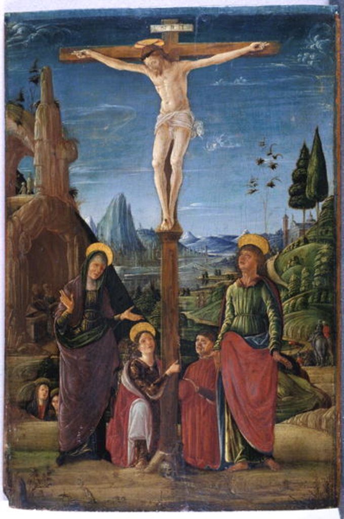 Detail of The Crucifixion with Mary, John, Mary Magdalene and a benefactor, c.1480 by Lorenzo Costa