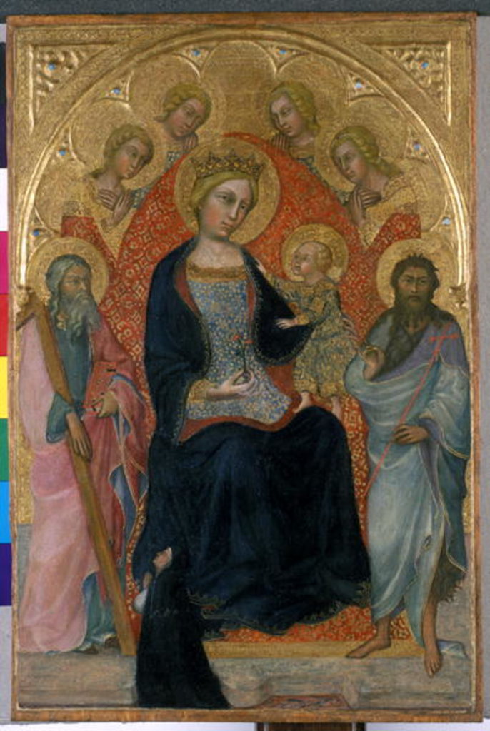 Detail of Enthroned Madonna and Child with four angels, two saints and a benefactor, c.1400 by Paolo di Giovanni Fei