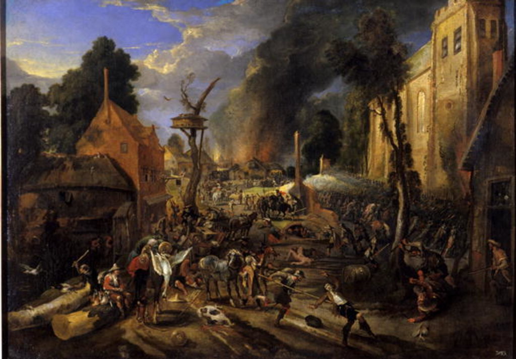 Detail of Spanish Conquest of a Flemish Village by Peeter Snayers