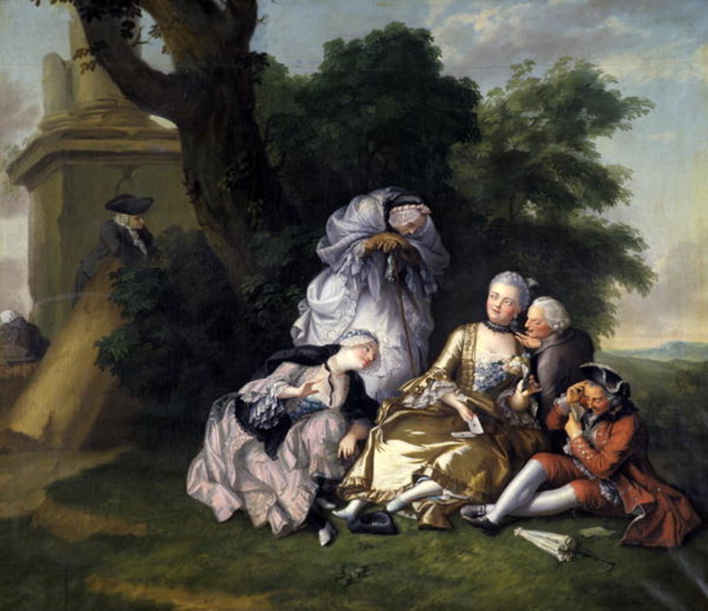 Detail of A group of women playing cards by French School