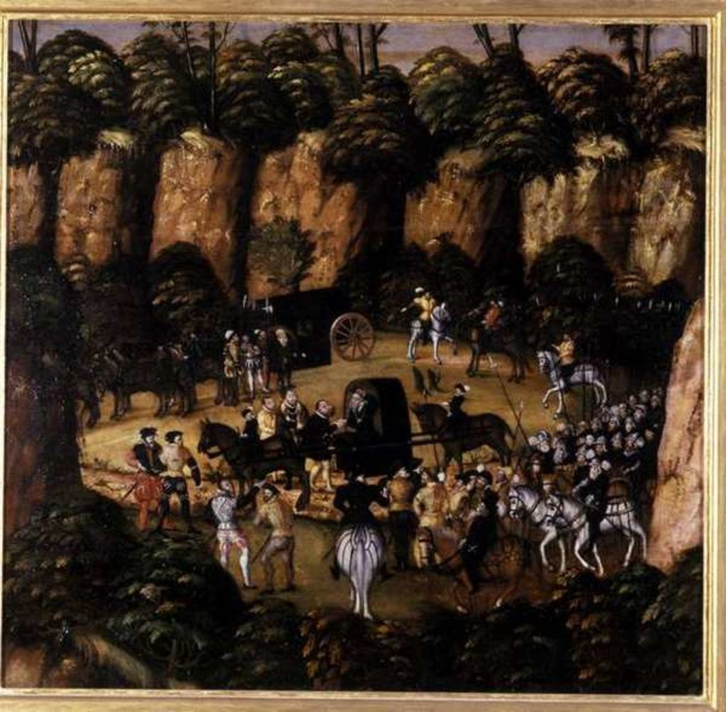 Detail of John Frederick the Magnanimous and King Charles V, 1552 by Lucas the Elder Cranach