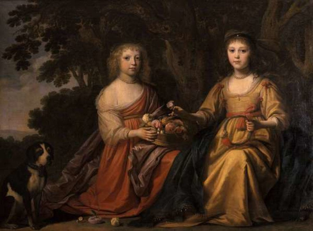 Detail of Maria Magdalena and Charlotta Elisabetha, Princesses of Nassau by Willem van Honthorst