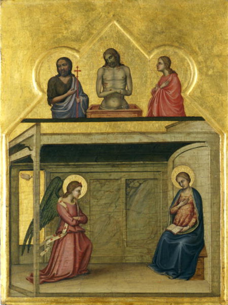 Detail of The Annunciation and Christ suffering, c.1351-75 by Allegretto Nuzi