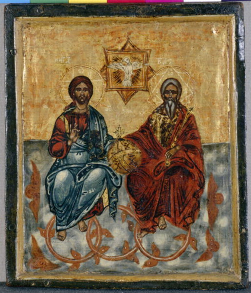 Detail of Icon from Crete depicting the Holy Trinity by Greek School