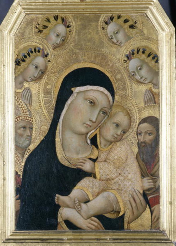 Detail of Madonna and Child with Angels and Saints, c.1450 by Sano di also Ansano di Pietro di Mencio Pietro