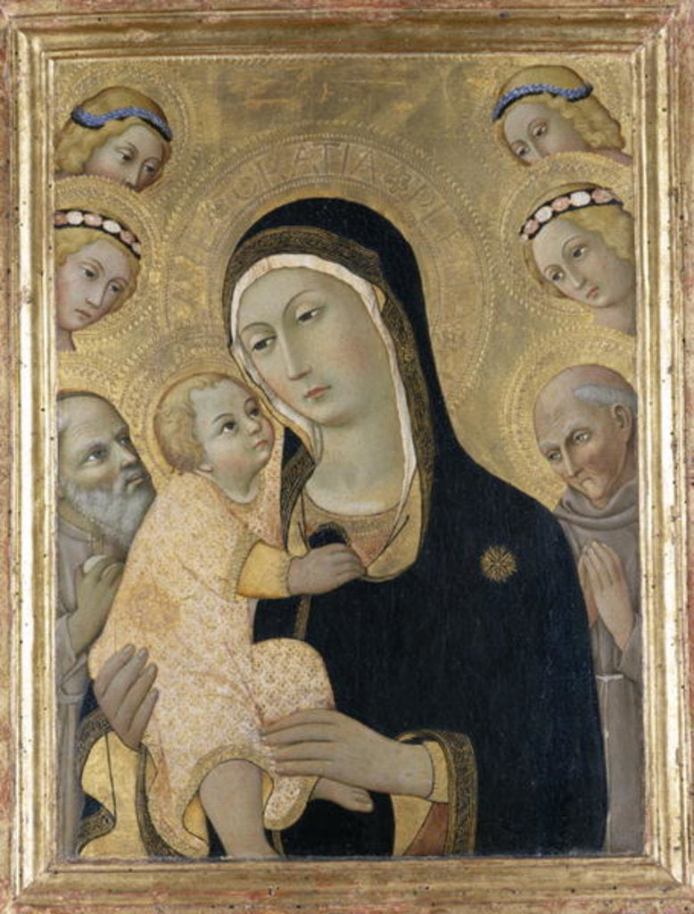 Detail of Madonna and Child with Angels and Saints, c.1450 by Sano di also Ansano di Pietro di Mencio Pietro