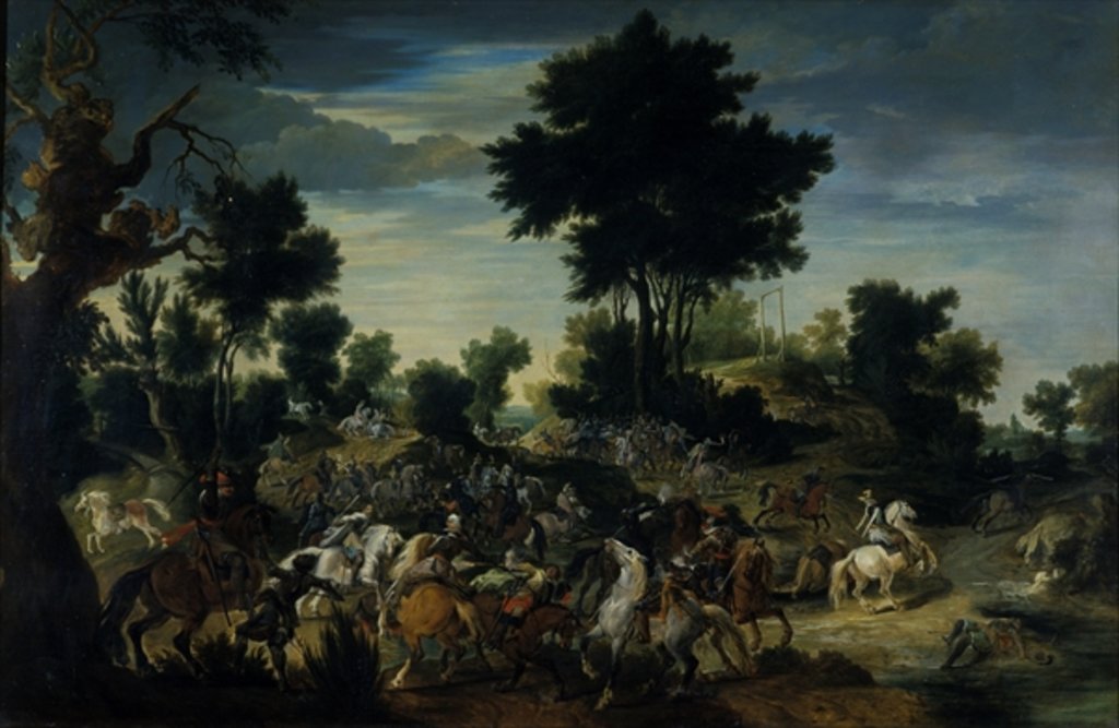 Detail of Riders advancing into a brook, 1601-15 by Peeter Snayers