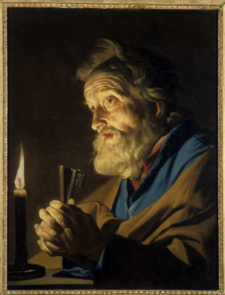 Detail of The Penitant Peter by Matthias Stomer