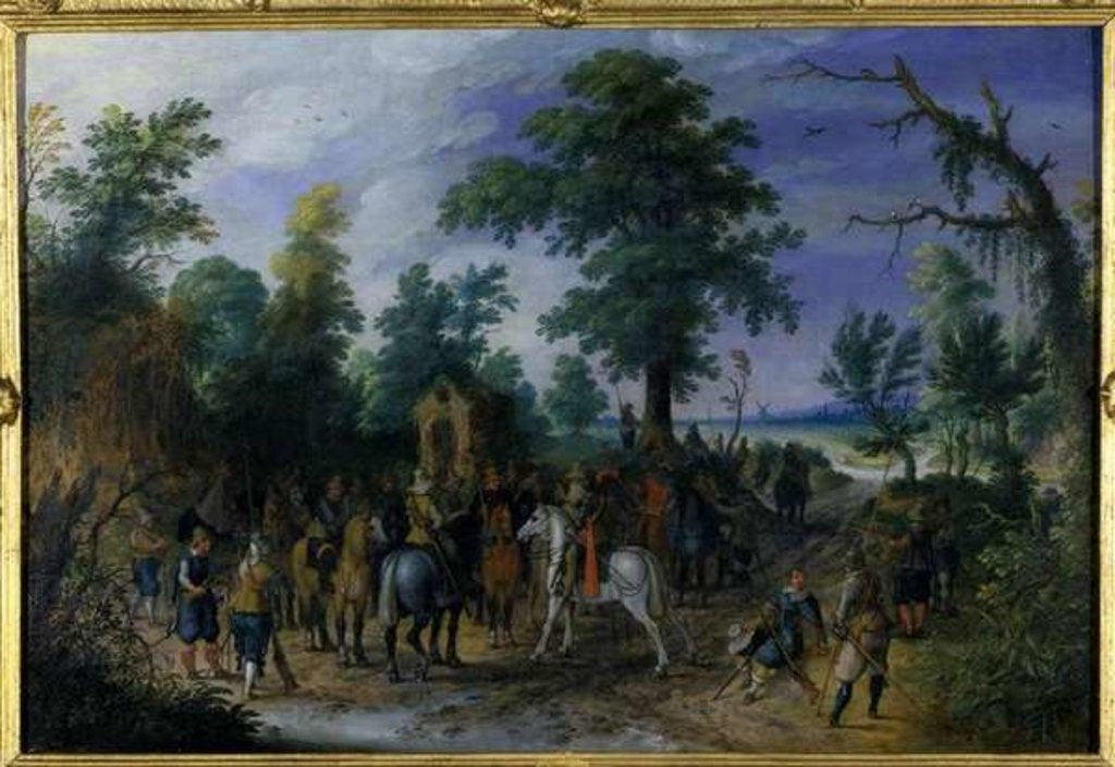 Detail of Cavalry and Infantry before a Chapel, before 1610 by Sebastian Vrancx