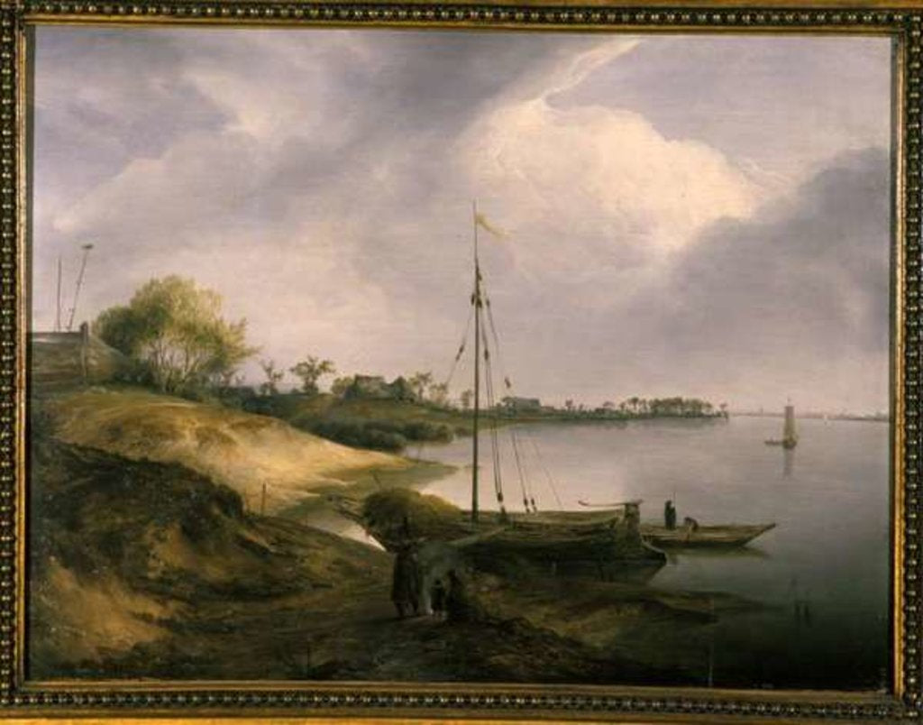 Detail of River landscape by School German