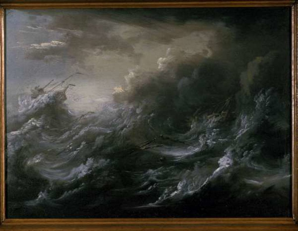 Detail of Sea storm and shipwreck by Christian Wilhelm Ernst Dietrich