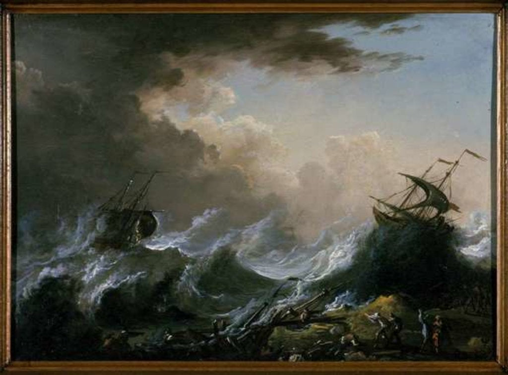 Detail of Sea storm and shipwreck by Christian Wilhelm Ernst Dietrich