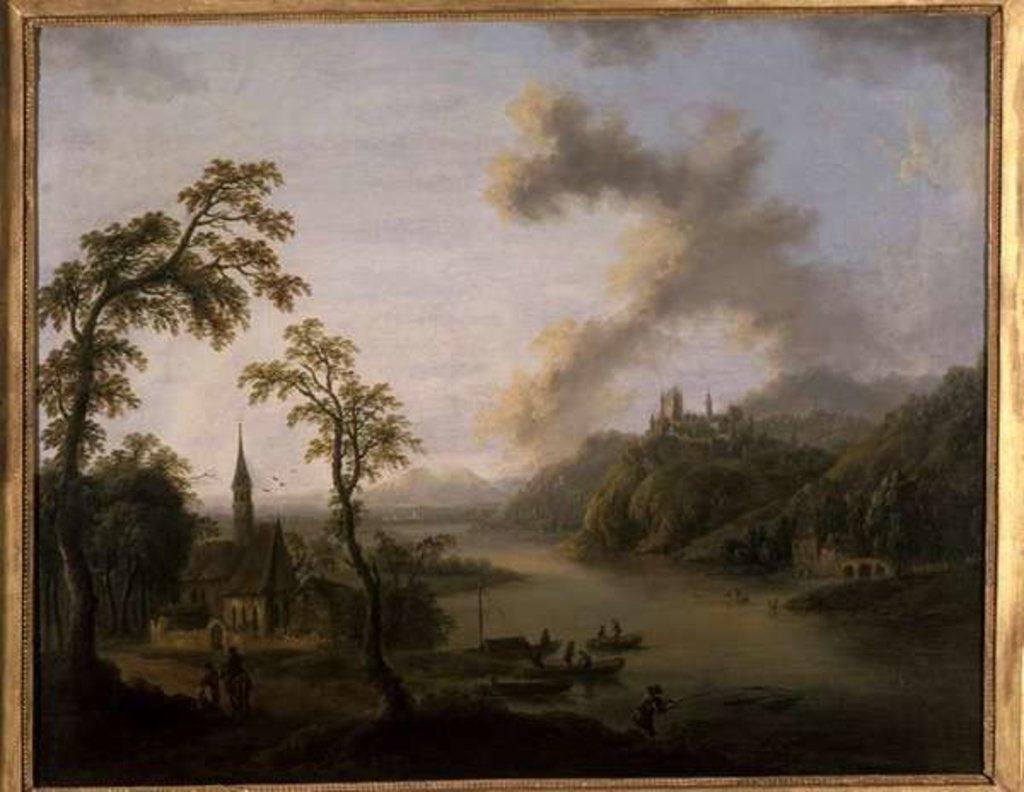 Detail of River landscape by Christian Georg the Elder Schuetz