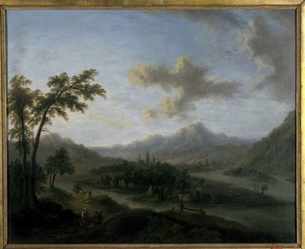 Detail of River landscape by Christian Georg the Elder Schuetz