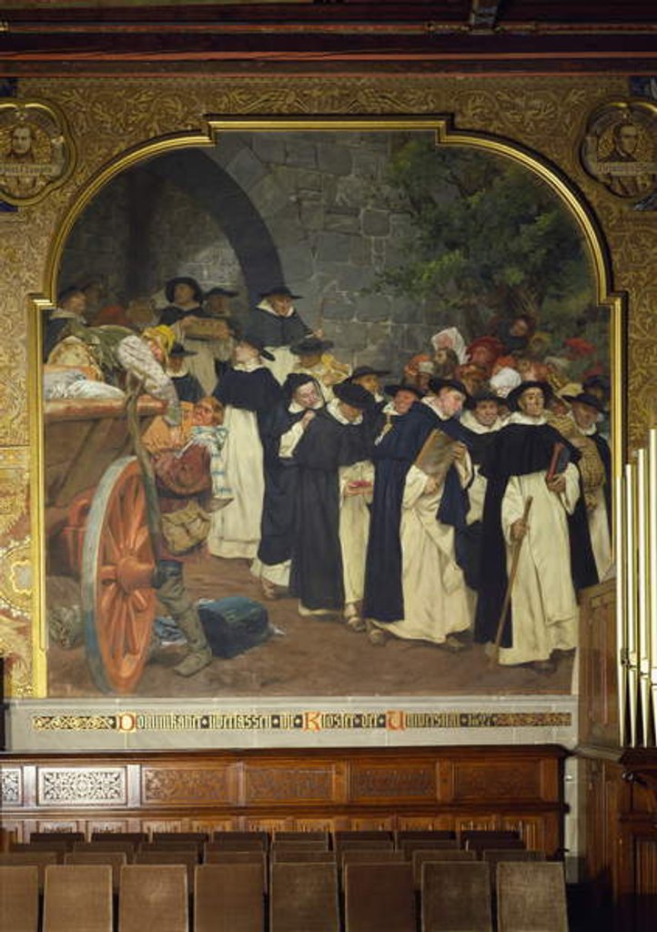 Detail of The Dominicans leaving their monastery to the university in 1527, 1903 by Peter Johann Theodor Janssen