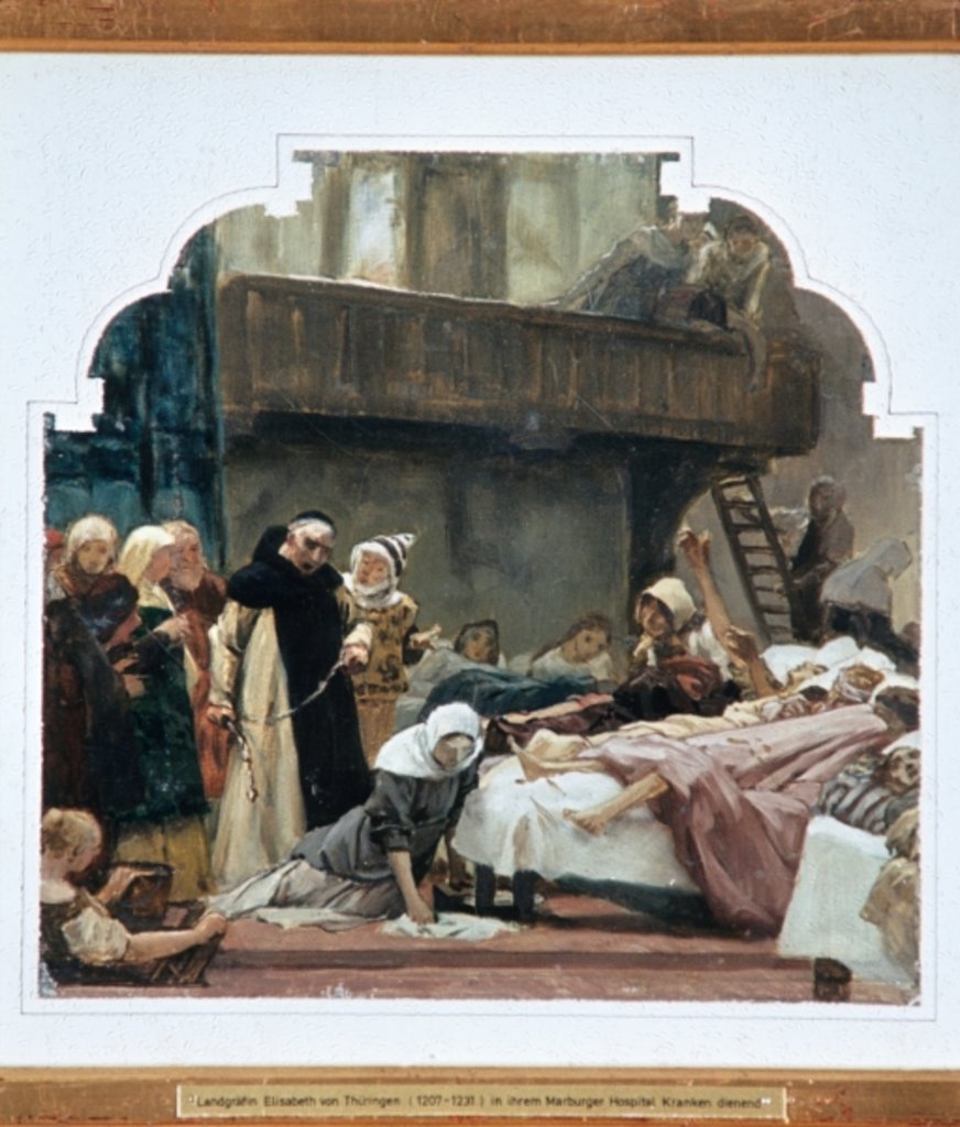 Detail of Study for St. Elisabeth and her confessor Conrad of Marburg in 1230 by Peter Johann Theodor Janssen