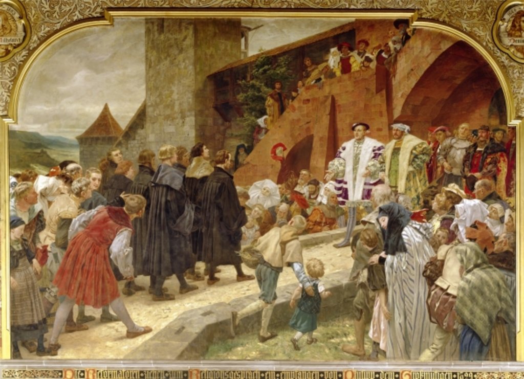 Detail of Philip the Magnanimous welcoming the reformers to a religious debate in 1529, 1903 by Peter Johann Theodor Janssen