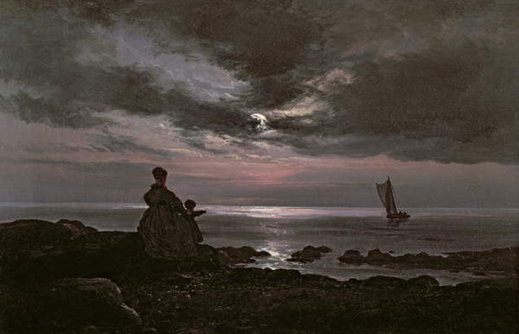 Detail of Mother and Child by the Sea, 1840 by Johan Christian Dahl