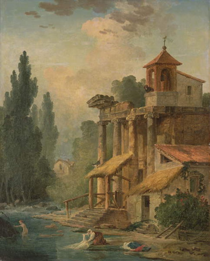 Detail of A Caprice with a Hermitage, 1796 by Hubert Robert