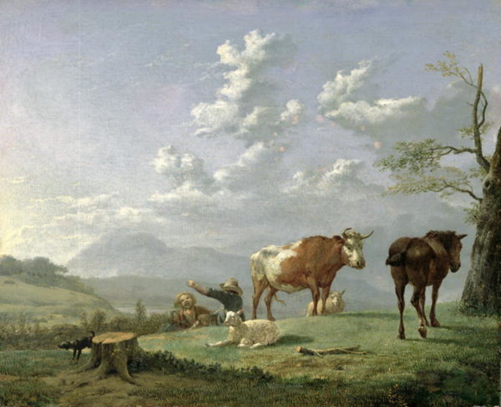 Detail of Pastoral Landscape, c.1650's by Karel Dujardin