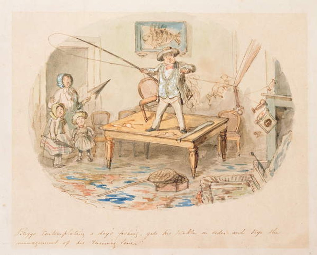 Detail of Mr Briggs contemplating a Day's Fishing by John Leech