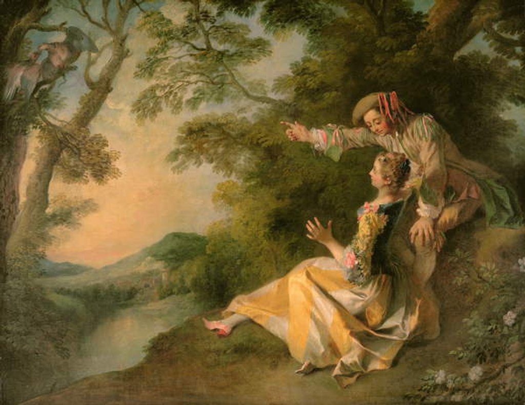 Detail of Lovers in a Landscape by Nicolas Lancret