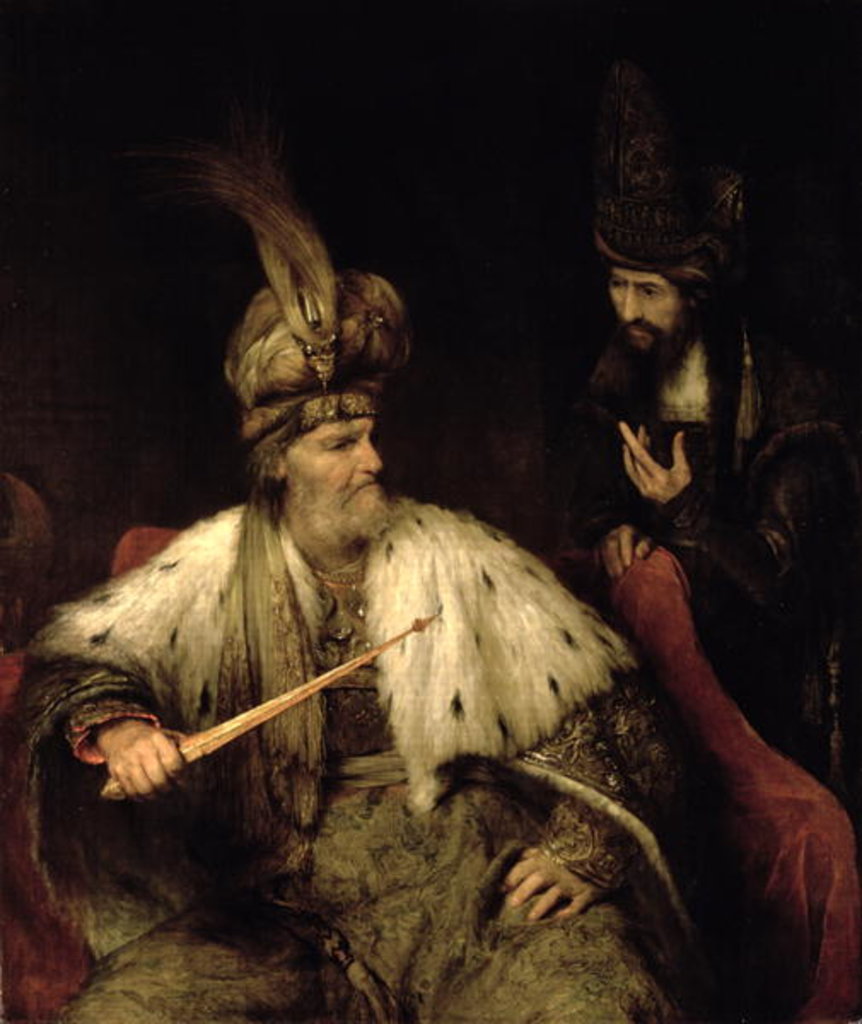 Detail of Ahasuerus and Haman by Aert de Gelder